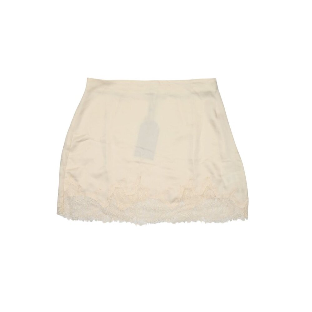 Meshki Nina Lace and Satin Mini Skirt in Ivory